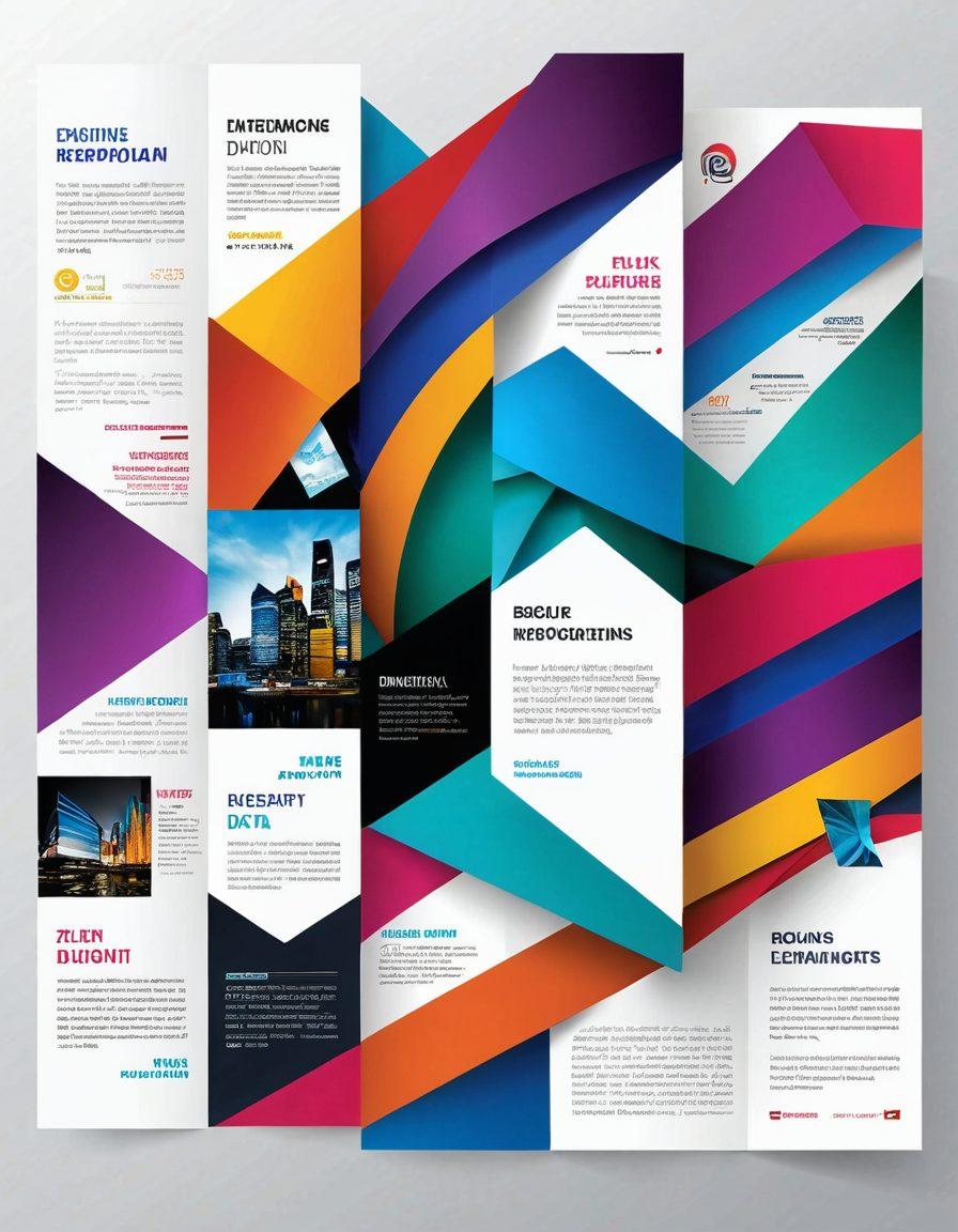 A beautifully designed digital collage that showcases a transformation from a colorful brochure to a sleek database interface, featuring elements like paper brochures, flowing data streams, and an eye-catching web design. Include vibrant colors and inviting fonts to convey creativity and excitement. The background should be a subtle blend of technology and art, symbolizing innovation. super-realistic. vibrant colors. white background.